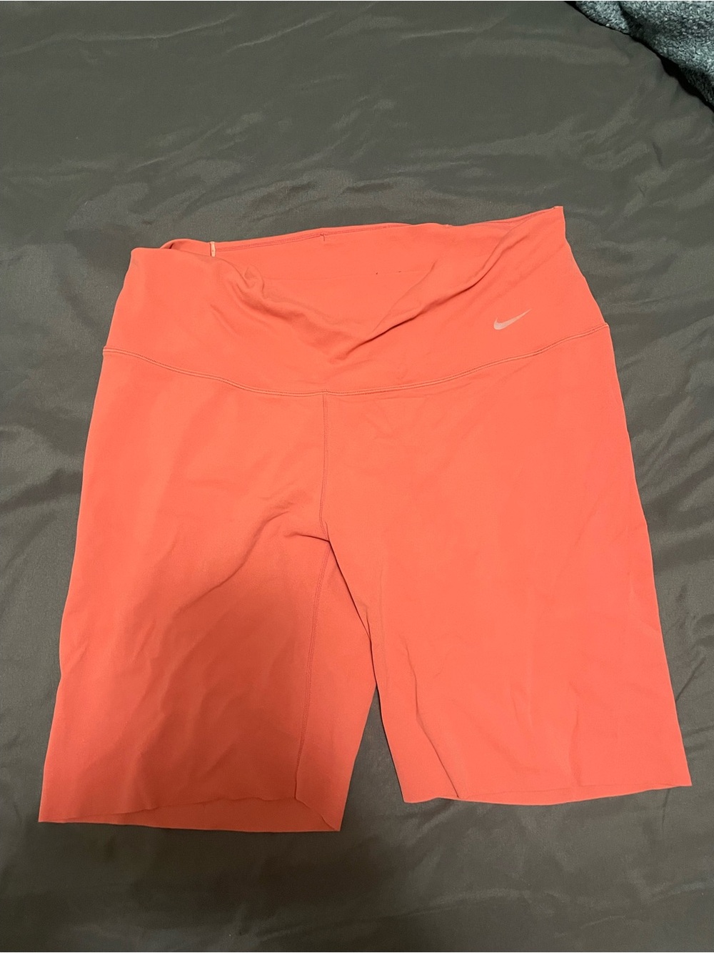 Nike Women’s Coral-Orange Mid-Rise Bike Shorts